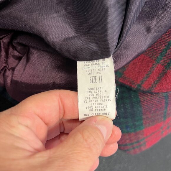 VTG Cross Country Fashions women’s Plaid Blazer Jacket Size 12 Wool Academia - Picture 4 of 8